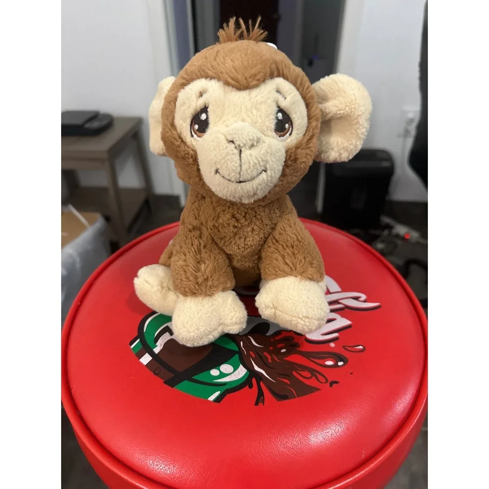 Precious Moments Monkey Plush Stuffed Animal Brown Cream Teardrop Eyes 8 Inch